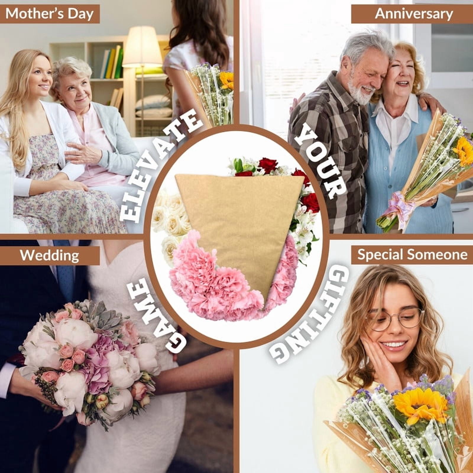 Harris Seeds - Wrapping Paper for Flower Bouquet Sleeve 12"x 12'x 4" - 50 Count