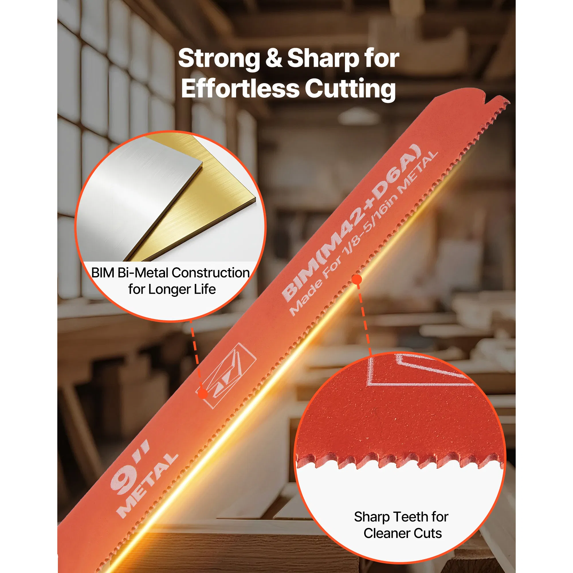 25-Pack Bi-Metal Reciprocating Saw Blades with Universal Shank,14/18 TPI Sharp Teeth for Fast,Smooth Cuts on Medium Metals 1/8-5/16 inch,Orange