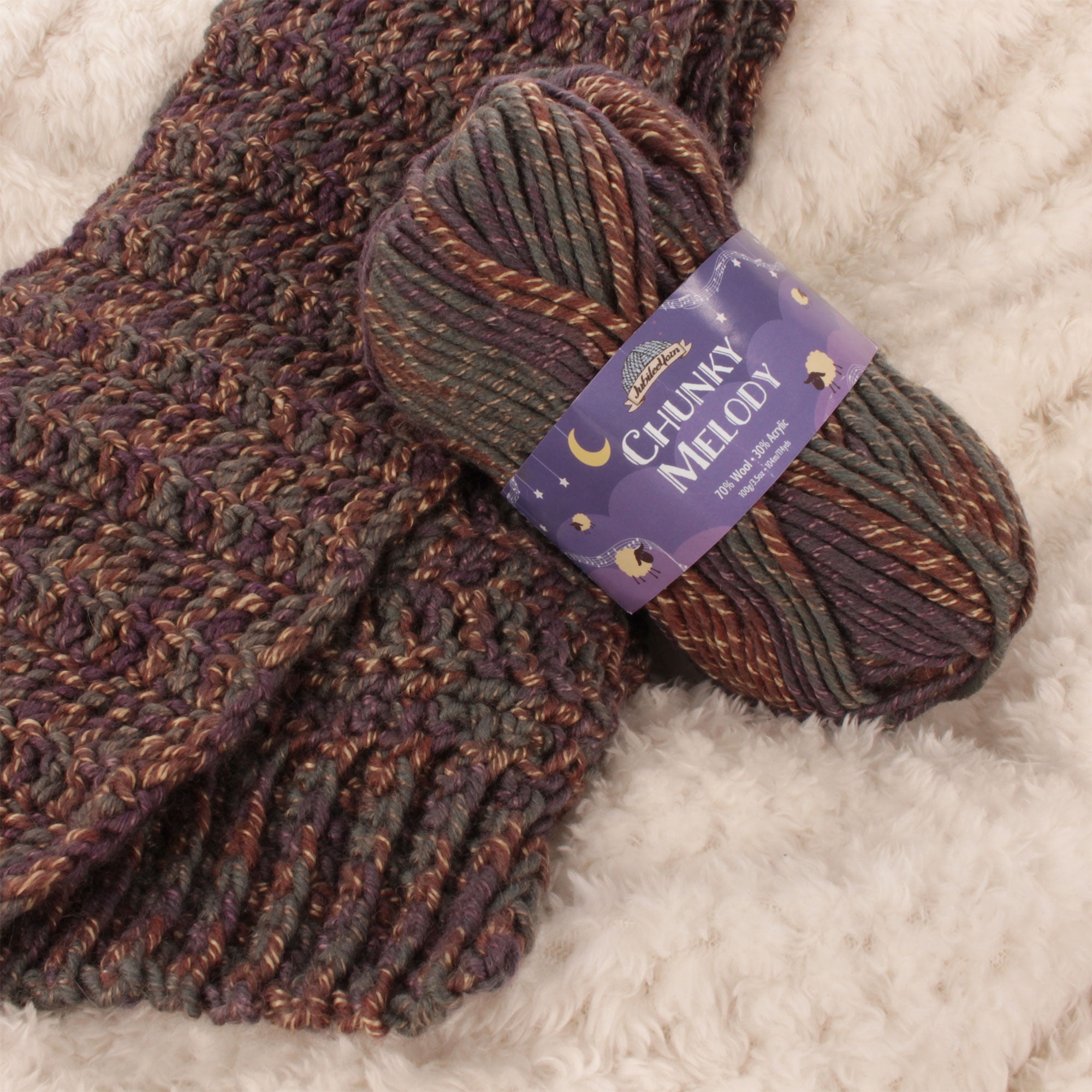 JubileeYarn Chunky Melody Yarn - 100g/Skein Bulky Wool Blend - Shades of Orange - 4 Skeins
