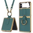 thumbnail image 5 of Case Compatible With Samsung Galaxy Z Flip 3 5g With Ring Strap, Hard Leather Protector, 5 of 5