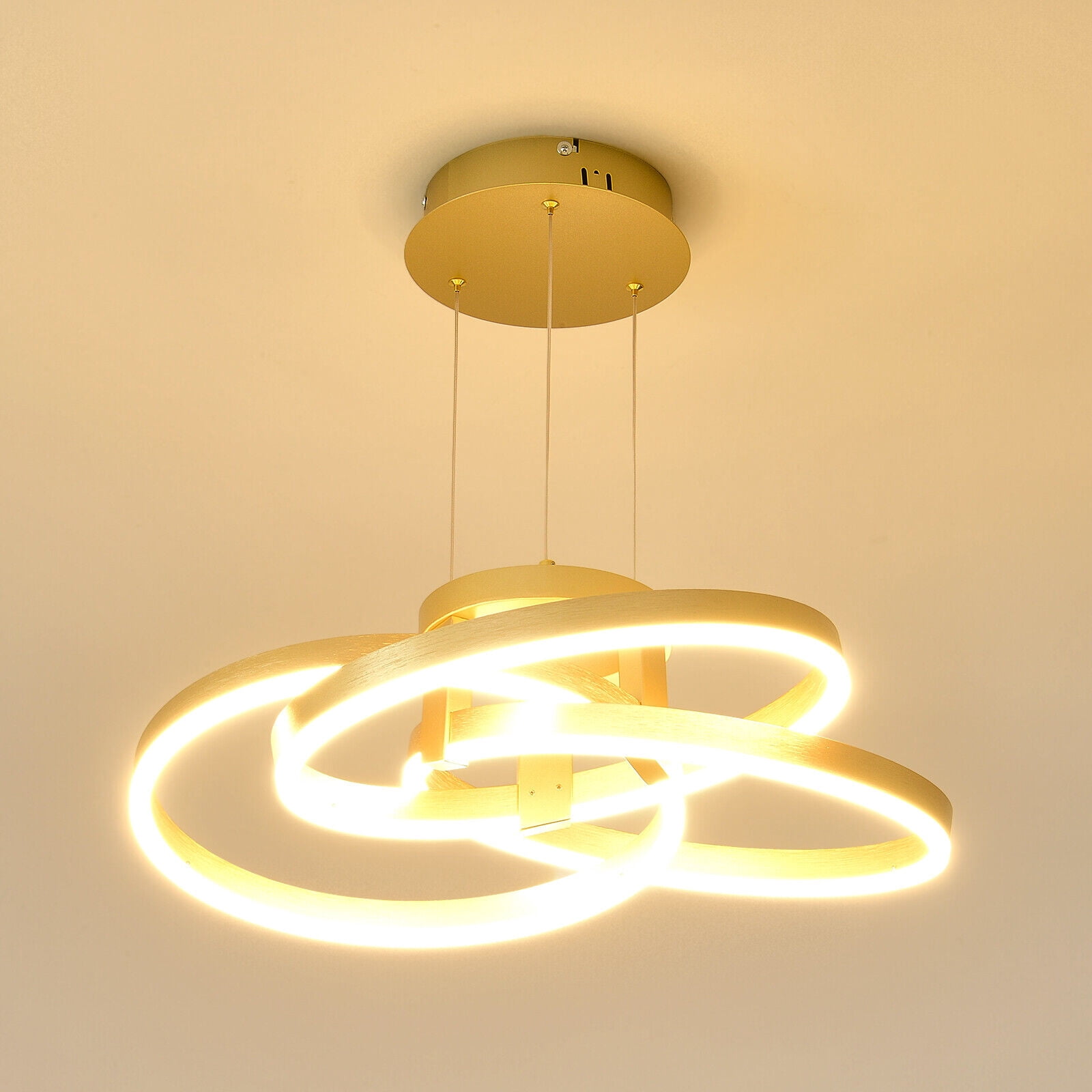 Miumaeov Modern Living Room LED Pendant Lights Creative Adjustable Kitchen Light Fixtures with Remote Ceiling Chandelier for Dining Room Bedroom Corridor Lighting Gold