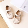 thumbnail image 6 of LYHaoo Fashion Four Seasons Children Casual Shoes Girls Leather Shoes Flat Bottom Round Toe Solid Color Bow Hook Loop Sizes 7 White(Toddler), 6 of 6