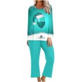 thumbnail image 1 of Pisexur Pyjamas de Noël pour Femmes Ensemble Deux Pièces Tendance Vacances Verres à Vin Rouge Imprimé Pjs Décontractés Manches Longues Col Rond Hauts Pantalons de Pyjama Vêtements de Nuit, 1 of 4