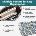 thumbnail image 3 of FORMRS Tote Bag for Women Quilted Large Capacity Travel Work Carry On Shoulder Handbag, Blue Cute Train Pattern, 3 of 7