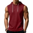 thumbnail image 3 of LWavelet Hooded Tank Tops for Men Loose Fit Breathable Sleeveless Shirts Casual Athletic Running Tops with Hat, 3 of 7