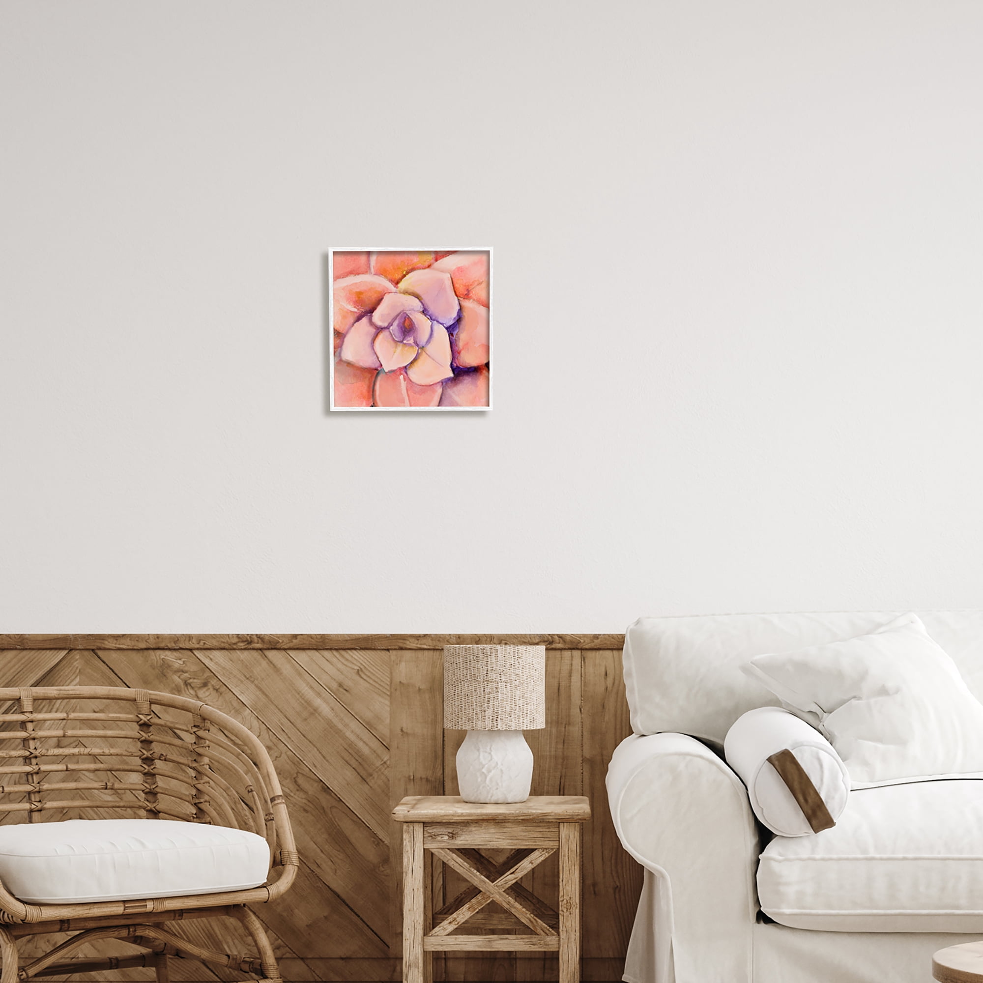 Stupell Industries Pink Flower Petals Painting Botanical & Floral Painting White Framed Art Print Wall Art, 12 x 12