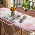 thumbnail image 3 of Easter Table Cloths for 8 Foot Rectangle Tables, Spring Watercolor Flower Leaf Plant Pink Patio Waterproof Elastic Fitted Tablecloths, Washable Rectangular Table Cover for Camping, 3 of 8