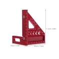 thumbnail image 2 of HOOWIFFY Red Aluminum Alloy Woodworking Angle Ruler for Accurate Measuring and Marking Tools in Carpentry and Projects, 2 of 7