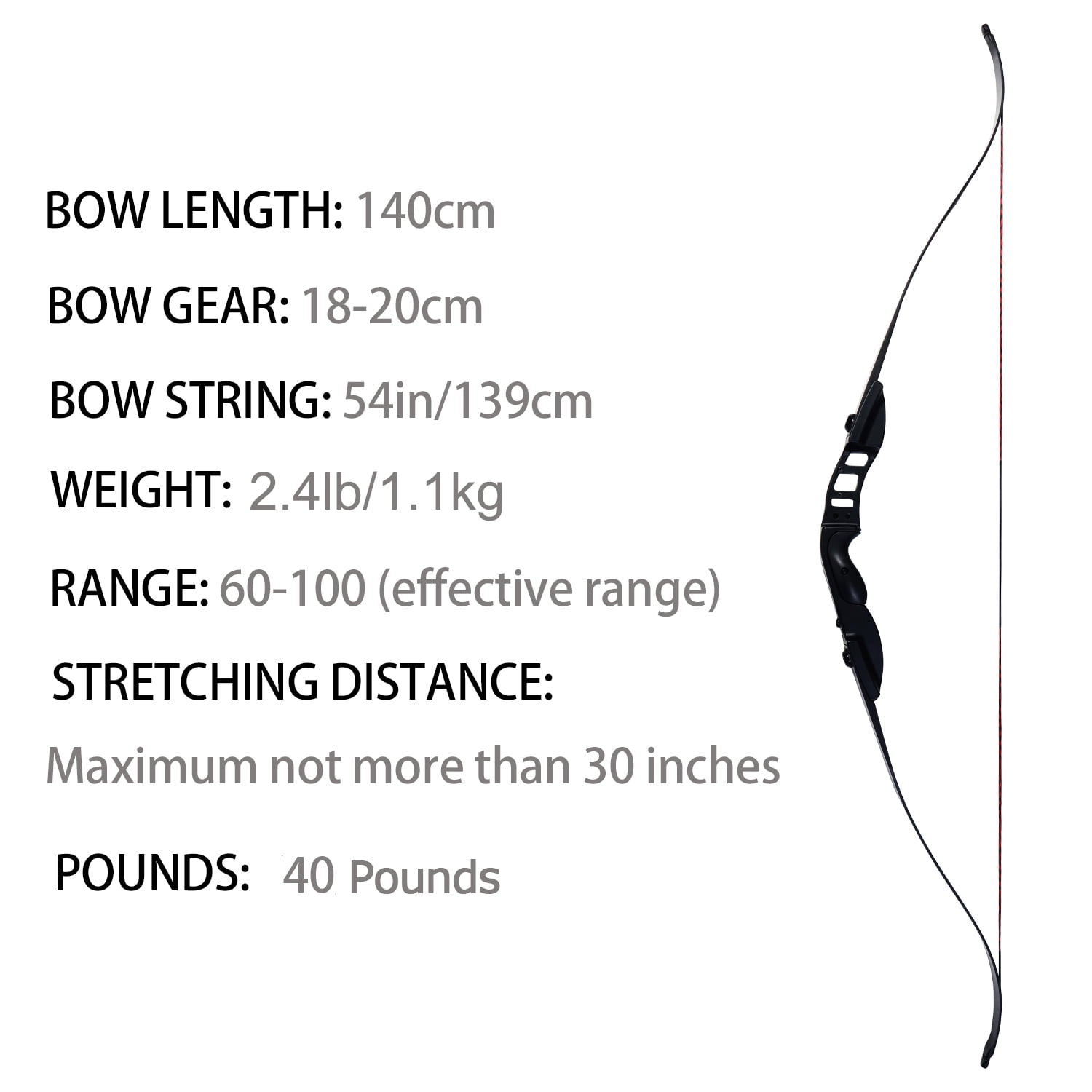Piaoyu Archery 54" Takedown Recurve Bow and Arrows Set Hunting Longbow Metal Riser Right Hand 40 Lbs Package Kit with Accessories for Shooting Practice