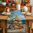 thumbnail image 4 of Table Runner 13x36in Inches Long, Xmas Tree Christmas Beach Starfish ShellLinen Washable Dresser Scarf Blue Oil Painting ArtKitchen Dinning Tablerunners for Holiday/Party/Wedding/Home Tables Decor, 4 of 9