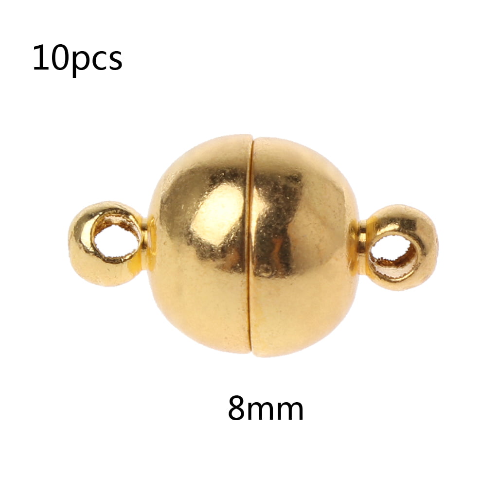 10pcs Engraved Round Ball 8mm Magnetic Clasp DIY Necklace Bracelet Connector 