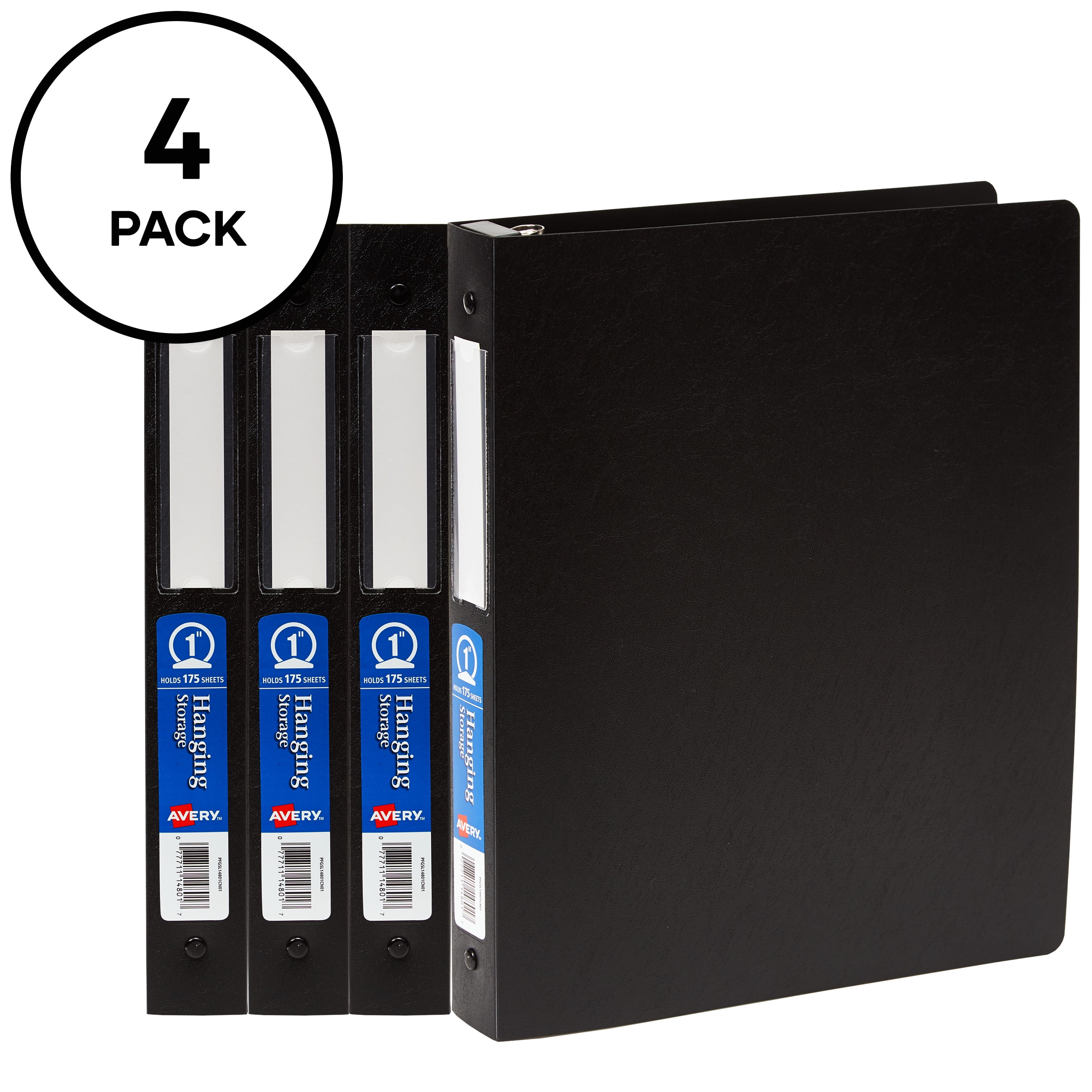 Avery 1" Hanging Storage Flexible 3 Ring Binders, 4 Pack (17708)