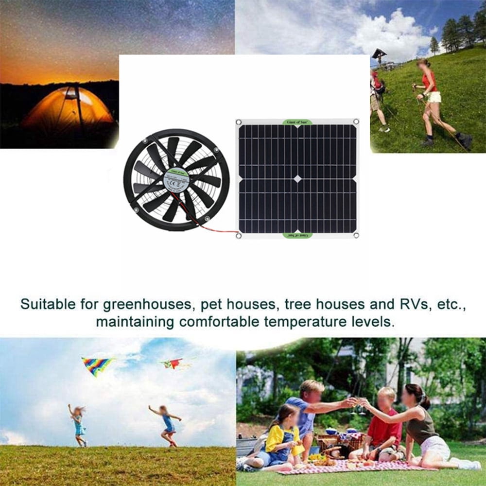 Solar Powered Fan, 10 Inch Cooling Ventilator, Monocrystalline Silicon Solar Panel, 100W