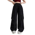 thumbnail image 6 of Crunowin Girls Cargo Pants, Side Pockets Cotton Wide Leg Solid Color Utility Pants Size 10, 6 of 8