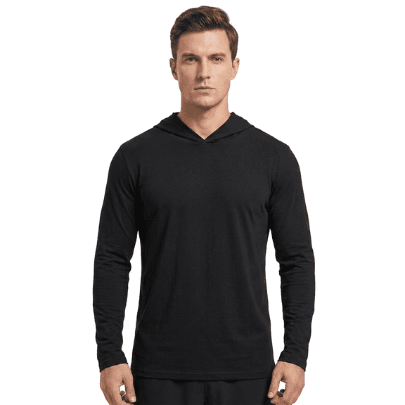 ZBORIBER Men's Hooded T-shirt, Moisture-wicking,Quick-drying,Black,Sizes S-3XL