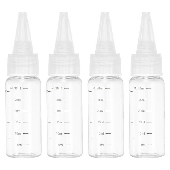 Uxcell 30 ml/1 OZ Plastic Squeeze Bottles with Transparent Top Cap, 4 Pcs Graduated Dispensing Bottle Pointed Bottle for Liquids, Crafts, Oils,Transparent