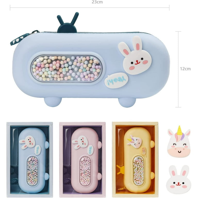 Cute Pencil Case Kawaii Pencil Box For Kids Silicone Cartoon Pink Pencil  Pouch For Girls With Compartments Large Capacity Waterproof Anti-shock  Statio