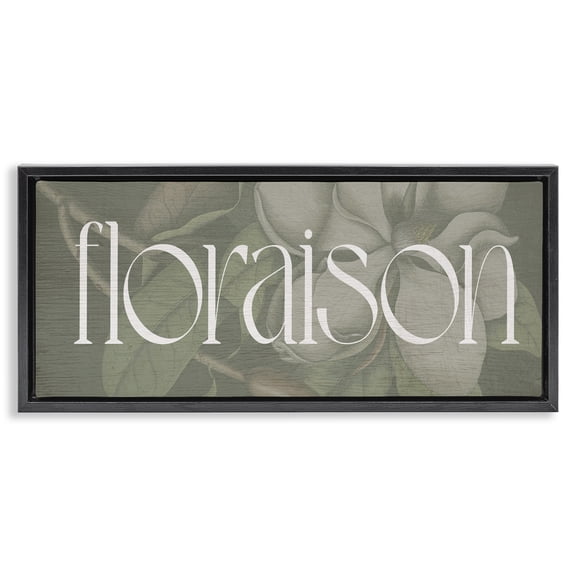 Stupell Industries Traditional French Floraison Bloom Black Floating Frame Canvas Art, 25 x 11, by Lil' Rue