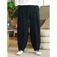 thumbnail image 4 of Casual Cotton Linen Baggy Pants Men Joggers Wide leg Harem Trousers Sport Sweatpants 2024 Korean New, 4 of 6