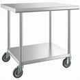 thumbnail image 2 of Glownary 30" x 36" 16-Gauge 304 Stainless Steel Commercial Work Table with Undershelf and Casters, 2 of 4