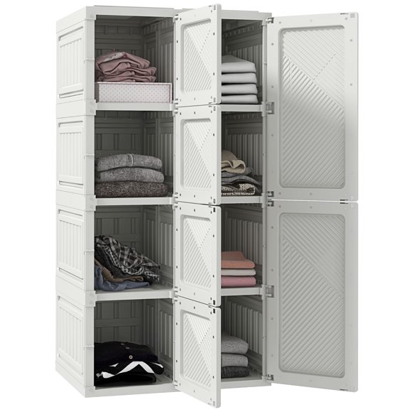 HOMCOM Portable Wardrobe Closet with 8 Cube Compartments Doors