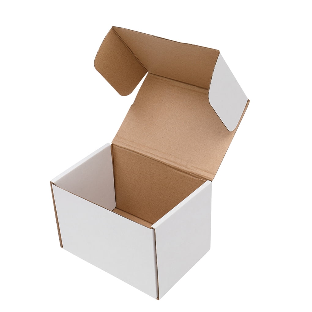 White Outside and Yellow Insi 15.2 * 10 * 5cm 50 Corrugated Paper Boxes 6x4x2 " 