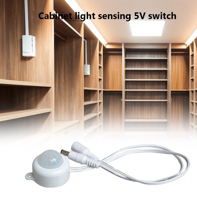 Detector de sensor de movimiento con interruptor de barrido manual para lámpara de armario (enchufe CC blanco)