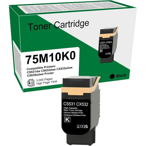 75M10K0 Toner Cartridge (with Chip) Replacement for Lexmark CS531 CX532 Toner Work for CS531dw CS632dwe CX532adwe CX635adwe Printer(1 Black)