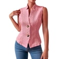 thumbnail image 2 of YVNAURA Womens Knit Waistcoat Sleeveless Button Down Cardigan Summer Loose Fit Tank Top 2026 Lightweight Soft Breathable Ribbed Casual Vests for Women Work Office Outfits, Pink,L, 2 of 6