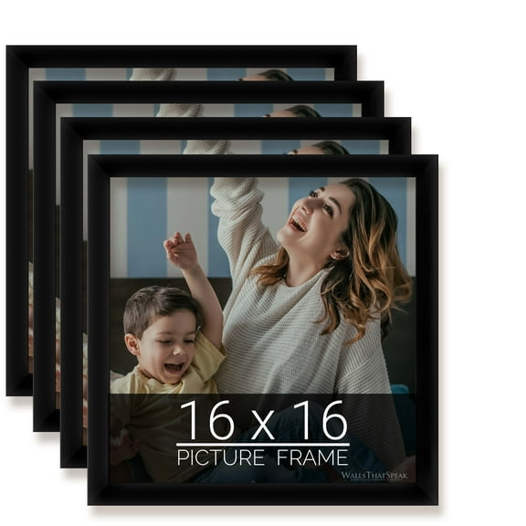 wallsthatspeak 16x16 Black Picture Frame for Puzzles Posters Photos or Artwork, Set of 4