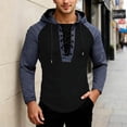 thumbnail image 2 of Curuila Mens T Shirt Hooded Color Block Shirt With Drawstring Long Sleeve Fashionable Casual Tops Black Size L, 2 of 5