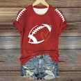 thumbnail image 2 of Womens Summer Tops Funny Football Season Printed T Shirt Sport Fans Short Sleeve Oversized Tshirts for Women Red L, 2 of 3