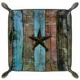 thumbnail image 2 of Women Girls Leather Square Dish Trinket Plate Jewelry Tray for Mothers Day Birthday Gift, Vintage Star Rustic Wood Plank, 2 of 6