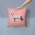 thumbnail image 2 of Silver Fox Pink Check Fabric Decorative Pillow, 2 of 4