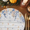 thumbnail image 3 of Orange Blue Fall Round Braided Placemats Set of 2, Thanksgiving Botanical Floral Vintage Heat Insulation Place Mats Washable Non-Slip Table Mats for Kitchen Dining Party, 15 Inches, 3 of 9