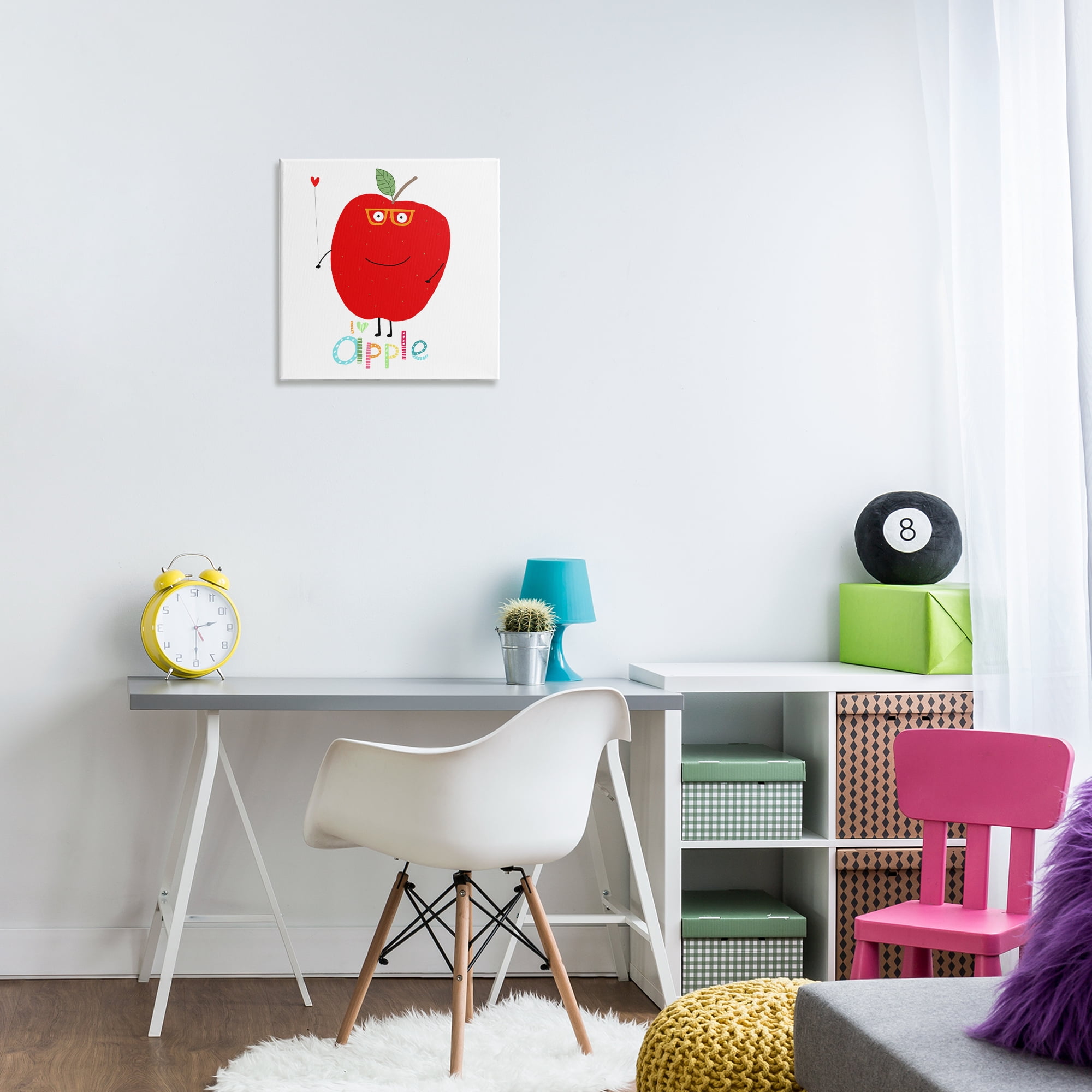 Stupell Industries Fun Smiling Apple Food & Beverage Painting Wrapped Canvas Art Print Wall Art, 17 x 17