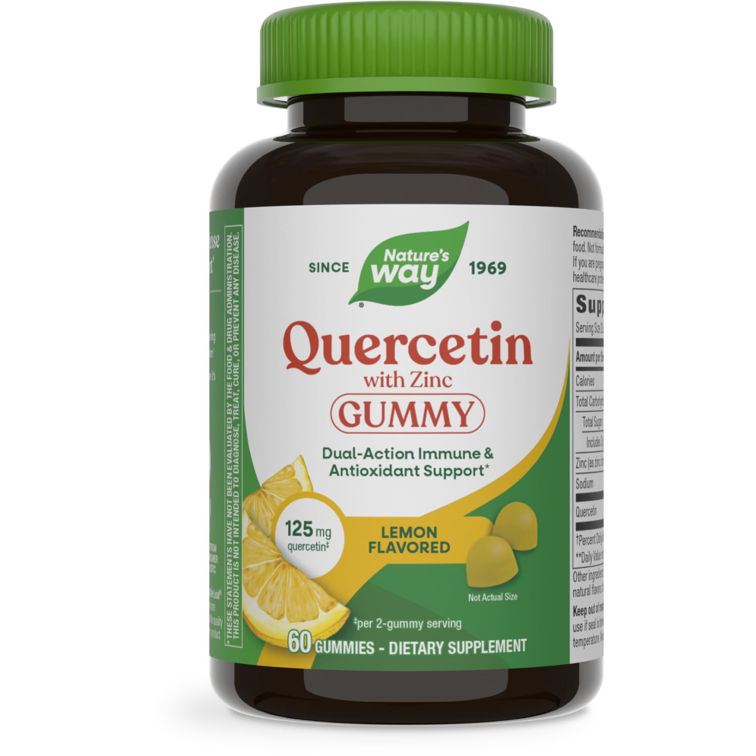 Nature’s Way Quercetin Gummies with Zinc, Immune Defense Support*, Powerful Antioxidant*, Lemon Flavored, 60 Gummies