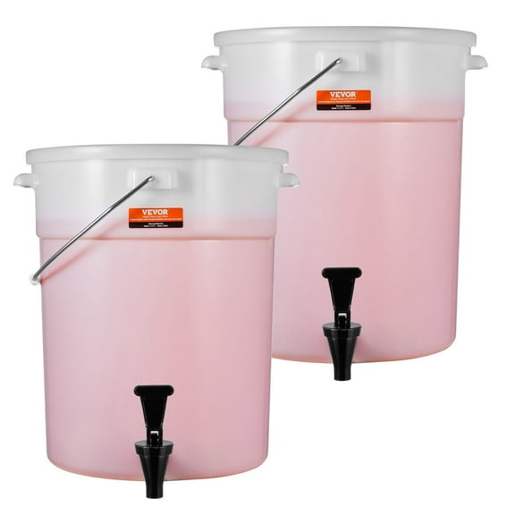 2 Pack, 5 Gallon Beverage Dispenser with Spigot - Plastic Drink Dispenser for Iced Tea, Lemonade, Juice & Water - Great for Parties, Restaurants, Hotels (BPA-Free)