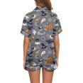 thumbnail image 4 of Women’s Halloween Pajama Set, Short Sleeve Button Up Top and Shorts, Soft Sleepwear with Pumpkin Print for Holiday Comfort, 4 of 4