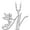 White, variant on 14K White Gold Finish Round Cut White Diamond 925 Sterling Silver Diamond Cute Elf Angele With N Initial Letter Pendant Necklace for Women