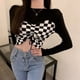 thumbnail image 2 of Camisetas de retazos ajustadas de dos piezas falsas con parte superior corta para primavera y otoño, nuevas camisetas Y2K de manga larga con cordón, ropa de moda sexy para mujer, 2 of 5