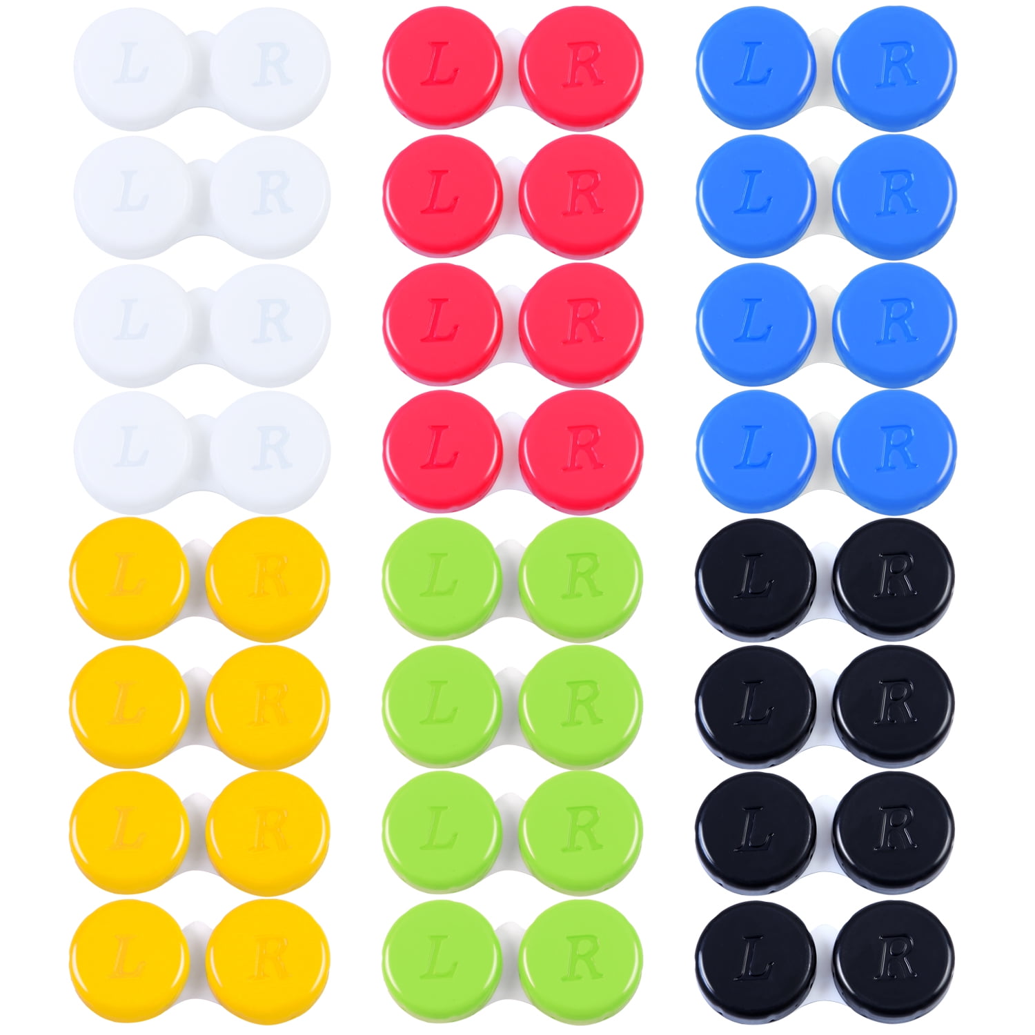 Elcoho 24 Pack Contact Lens Cases Contact Lens Holder Box Left/Right Eyes Contact Lens Container, 6 Colors