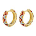 thumbnail image 1 of Pendientes de aro con forma de círculo y diseño elegante de Huggies, esmaltados geométricos multicolores, color naranja, 1 of 4