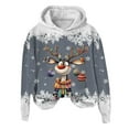 thumbnail image 4 of VJATTWR Mes Articles Chandail de Noël Femmes Dames Décontracté Grande Tête Cerf Flocon de Neige Imprimé de Noël Col Rond Manches Longues à Capuche Léger Haut à Capuche Livraison Rapide, 4 of 4