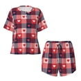 thumbnail image 4 of Qekee Heart Plaid Women's Pajama Set Short Sleeve Sleepwear Summer Home Wear with Pockets Soft Short Sleeve Shirt - Heart Plaid, 4 of 9