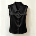 thumbnail image 5 of FchengtaiS Button Down Sleeveless Shirts Women Peter Pan Collar Satin Blouses Summer Business Casual Loose Tank Tops, 5 of 7
