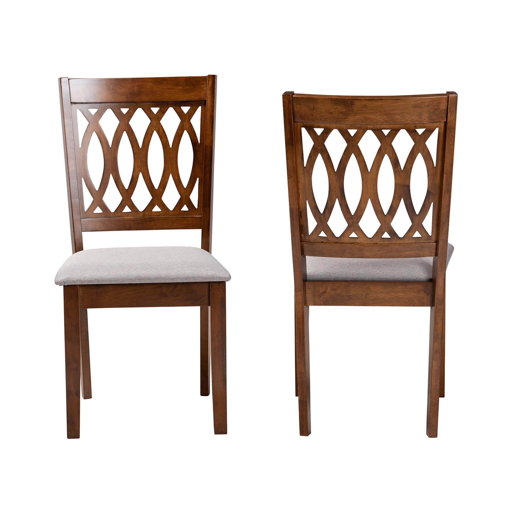 Baxton Studio Florencia Modern Grey Fabric and Walnut Brown Finished Wood 2-Piece Dining Chair Set