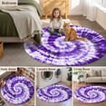 thumbnail image 5 of Purple Ombre Round Area Rug 8Ft Washable Large Circle Rugs for Living Room Dorm, Modern Abstract Tie Dye Painting Art Non-Slip Carpet Floor Mats Indoor Outdoor Carpet Runner Aesthetic Home Decor, 5 of 8