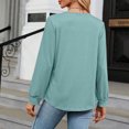thumbnail image 4 of ATOYSOY Long Sleeve Tees Loose Shirts for Women Trendy Outwear Fall Casual Cotton Linen Square Neck Pleated Pullovers Solid Color Tops Green XL, 4 of 4