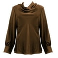 thumbnail image 4 of Satin Blouses for Women Dressy Tops Work Shirts Satin Silk Work Shirt Silk Top Long Sleeve Business Tops Silk Shirts Satin Work Blouses Dressy Casual Blouses Formal Fall Outfits Coffee XXL, 4 of 4